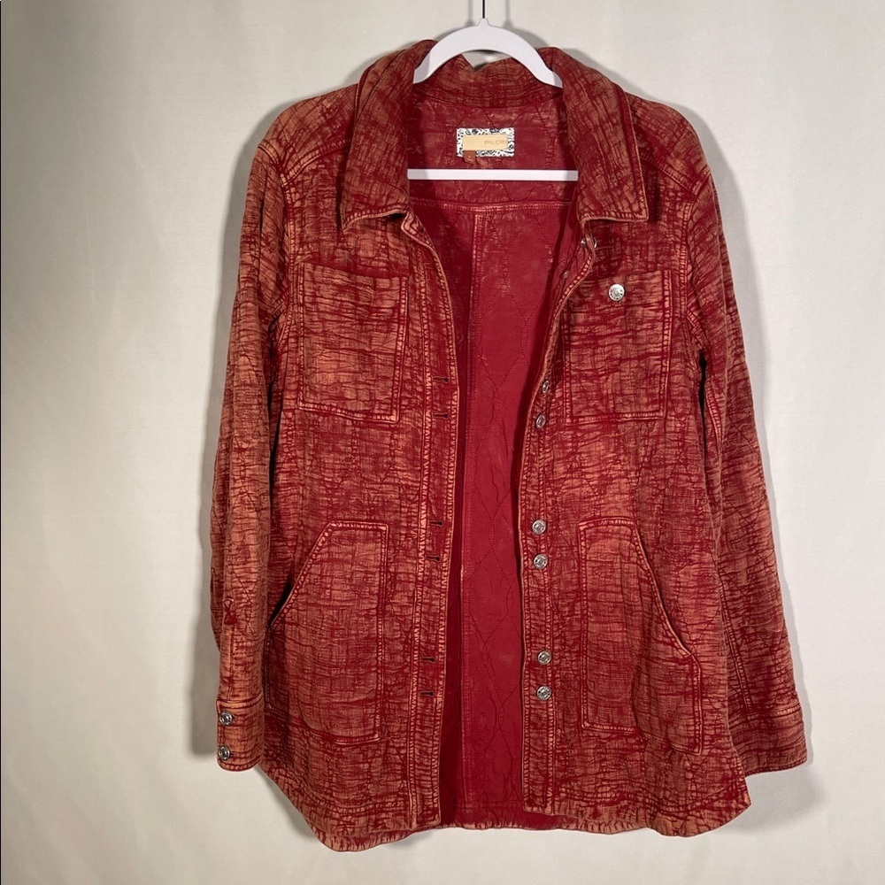 ANTHROPOLOGIE PILCRO WOMENS THE FIELDER TEXTURED BARN JACKET RED LARGE - Picture 3 of 7